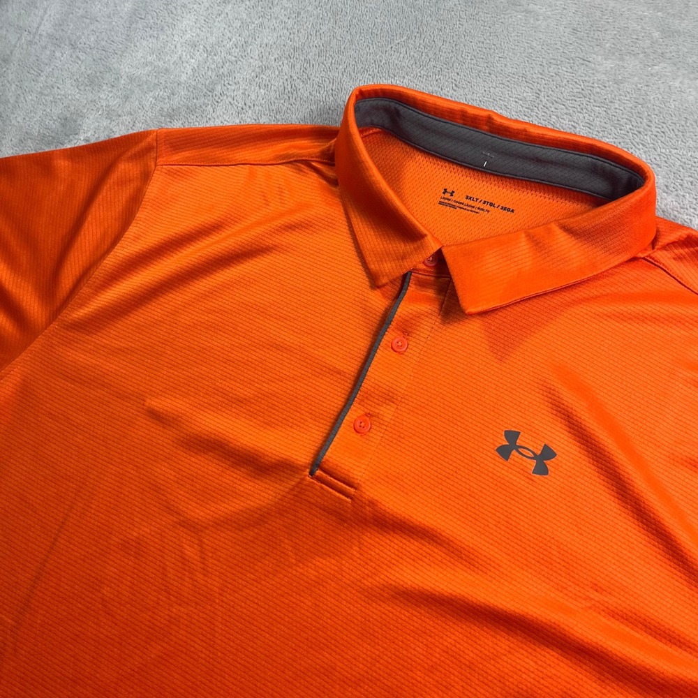 Under Armour Mens 3XLT Orange HeatGear Performance Polo Shirt Loose Fit